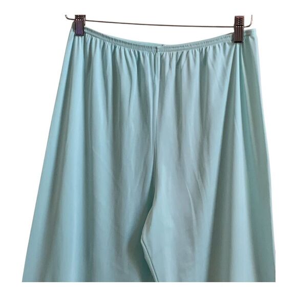 Vintage 80s Vanity Fair Nylon Pajama Set M Blue Buttons Short Sleeve Long Pants - Picture 9 of 12